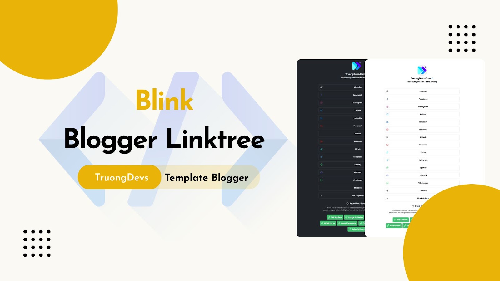 Template Blinks Blogger Linktree Với Bootstrap Free Download